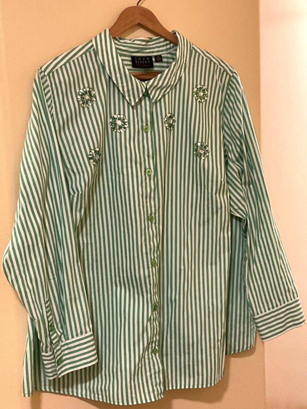 Joan Rivers Red Carpet Jeweled Boyfriend dress shirt 2X